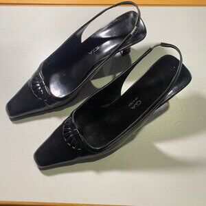 Via Spiga - 8M - Women's Black Heeled Leather Point Slingbacks - Made in Italy